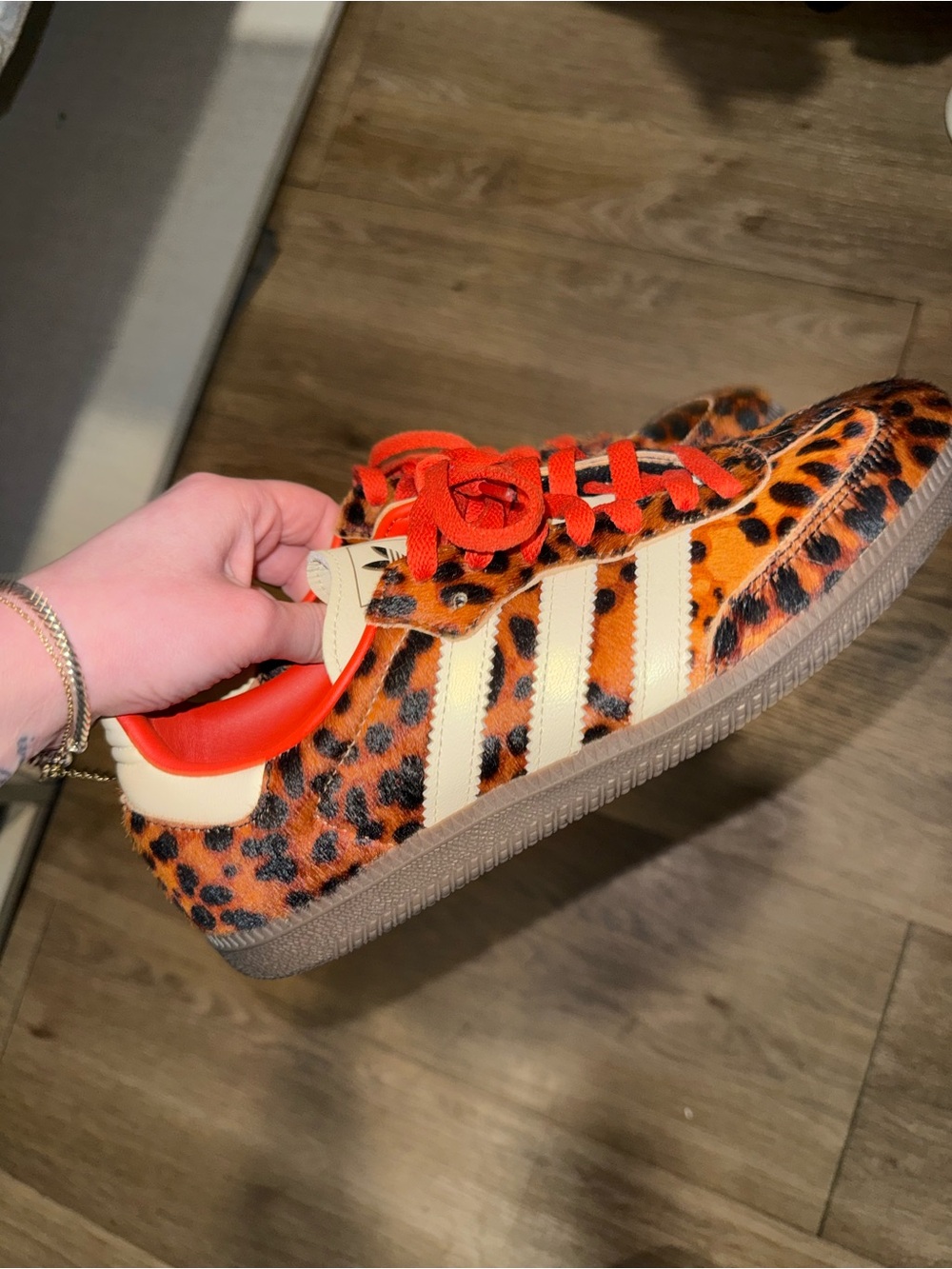 adidas Leopard-Print Samba Sneakers in Orange and Cream